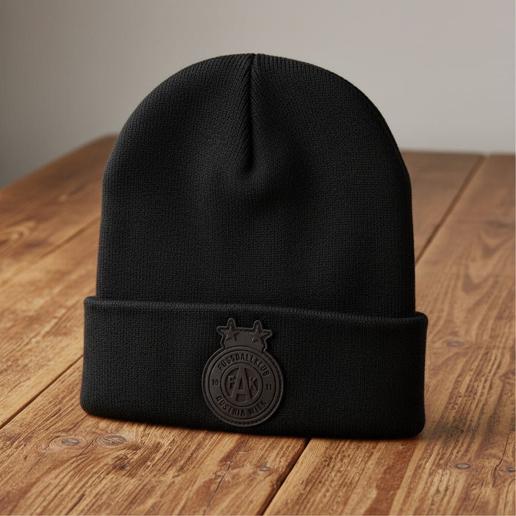 Kinder Haube Logo schwarz